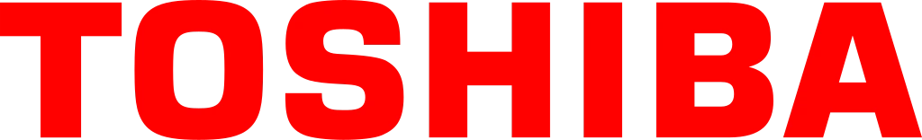 Toshiba logo in bold red, representing Kazar's Electric as a Certified Toshiba Authorized Service Provider for Uninterrupted Power Supply (UPS) solutions.